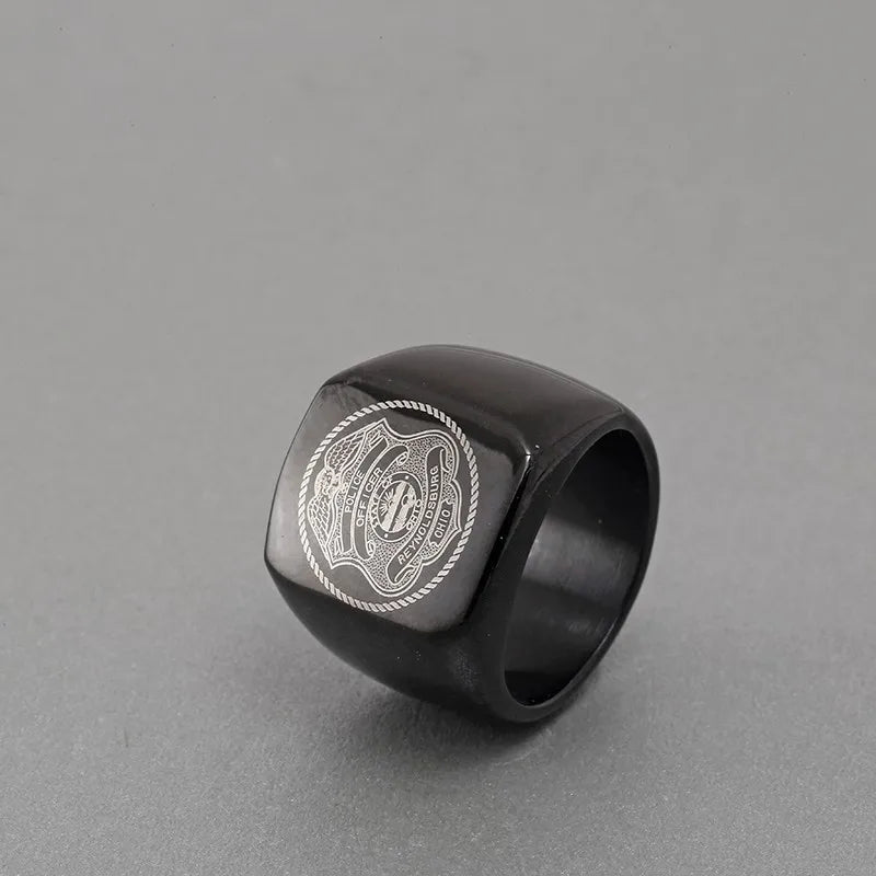 Black The United States Army Marine Corps Signet Ring For Men In Stainless Steel Military Jewelry USMC NAVY