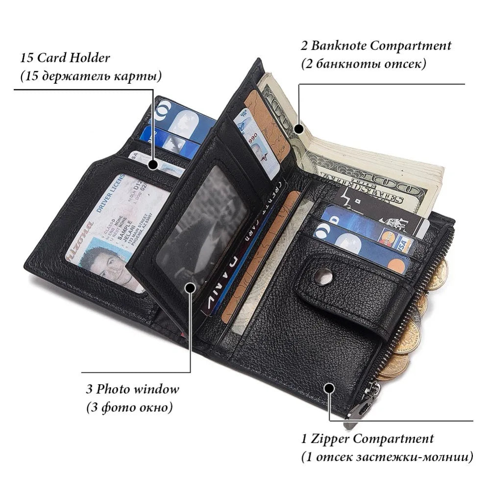 KAVIS RFID Men Smart Wallet Genuine Leather with Alarm GPS Bluetooth Tracker Male Card Holder Purse High Quality Design Wallets