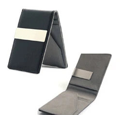 New Fashion Men's Leather Money Clips Wallet Multifunctional Thin Man Card Purses Women Metal Clamp For Money Cash Holder