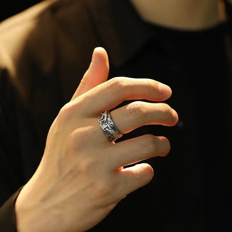 Vintage Goth Zinc Alloy Adjustable Open Finger Ring Men Hand In Hand Couple Rings For Lovers New Trend Valentine'S Day Gift