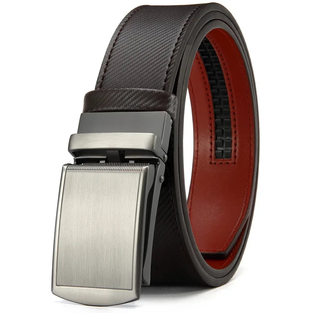 New Mens Belt Automatic Genuine Leather Luxury Belt of Men Male Metal Automatic Buckle Designer High Quality Waist Belt Black