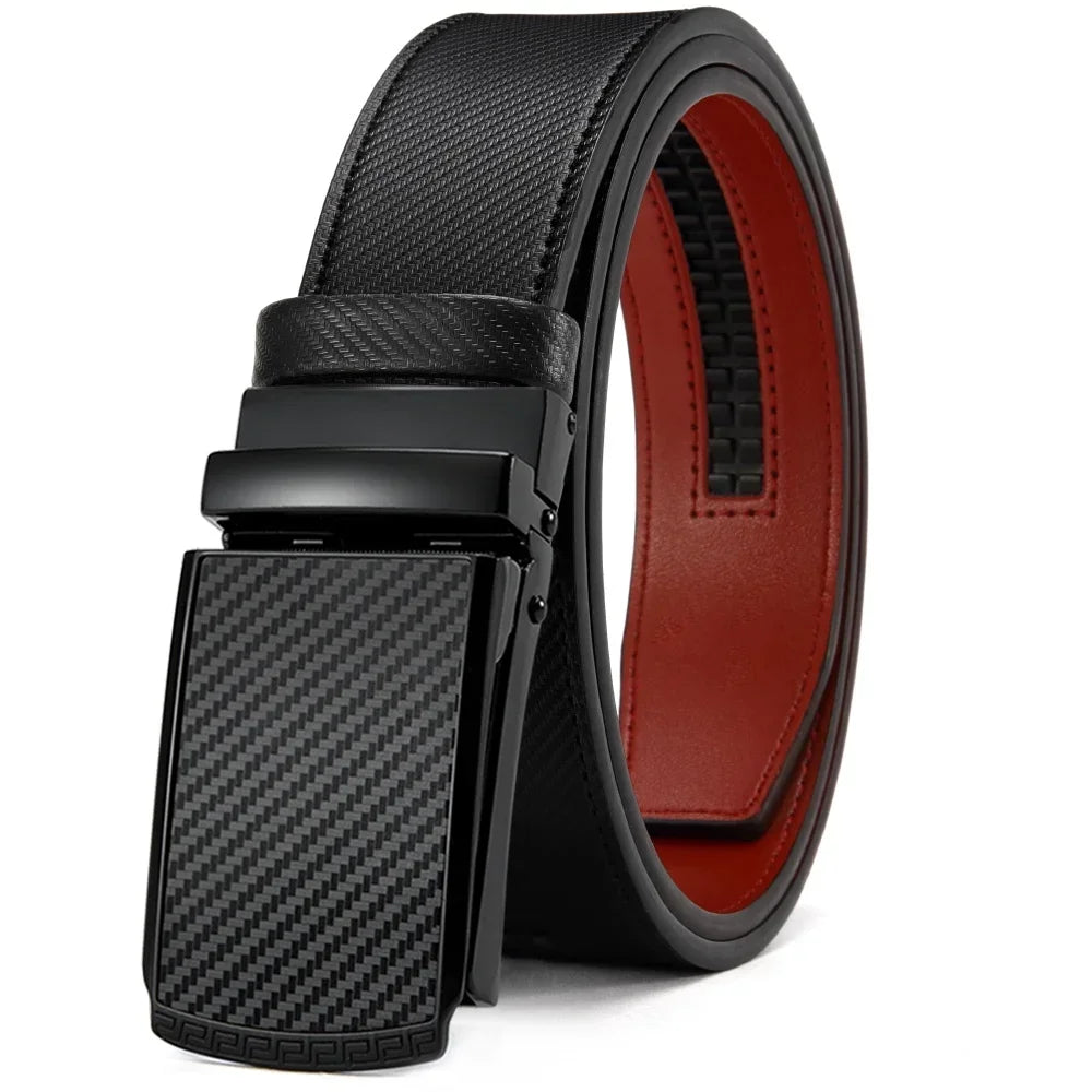 New Mens Belt Automatic Genuine Leather Luxury Belt of Men Male Metal Automatic Buckle Designer High Quality Waist Belt Black