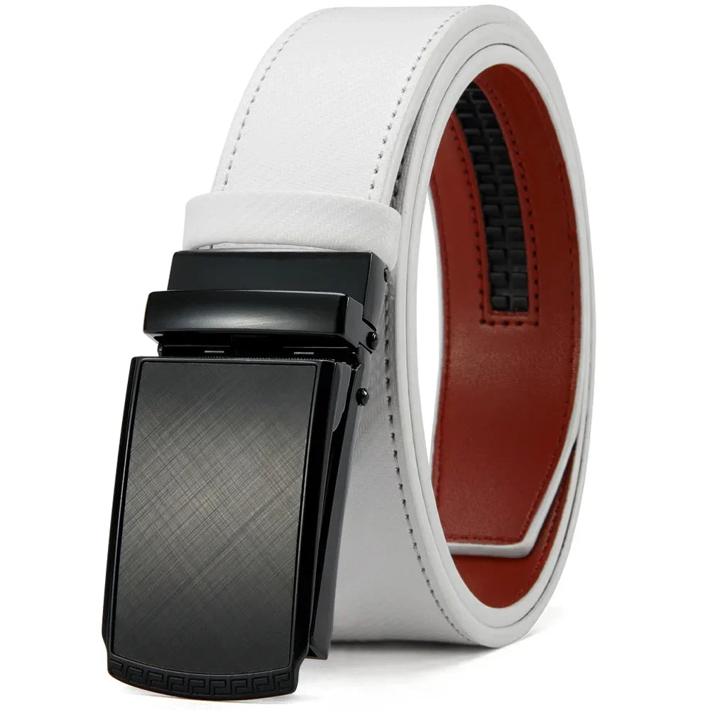 New Mens Belt Automatic Genuine Leather Luxury Belt of Men Male Metal Automatic Buckle Designer High Quality Waist Belt Black