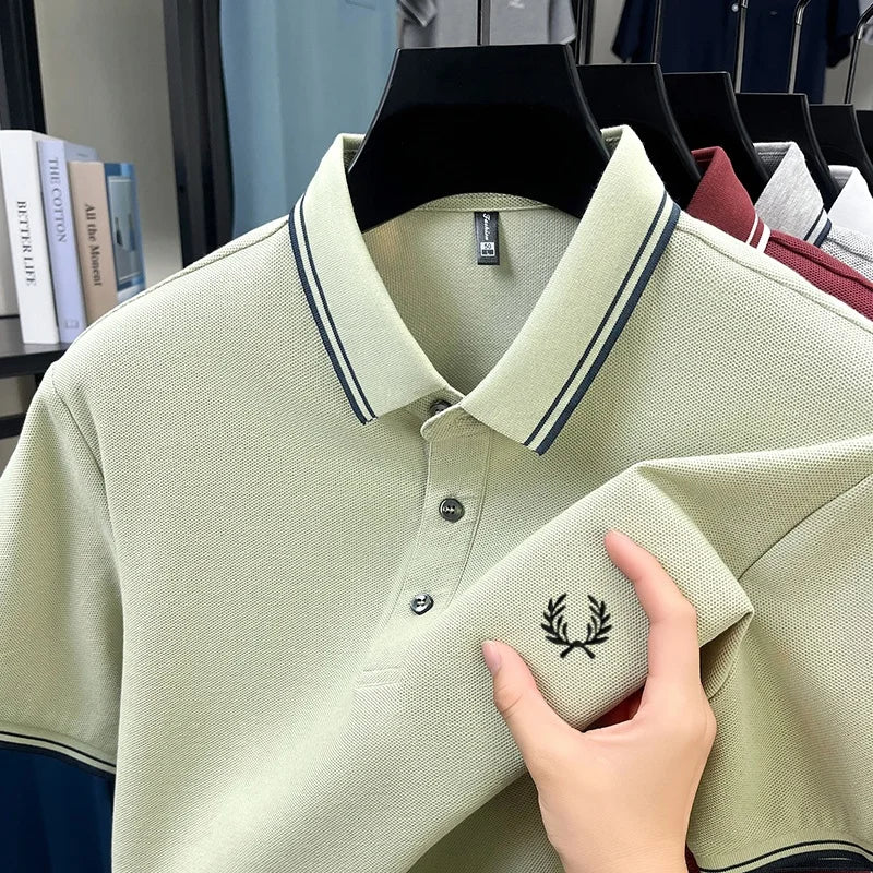 100% cotton luxury brand new men's embroidered short style summer comfortable breathable polo shirt business casual T-shirt top