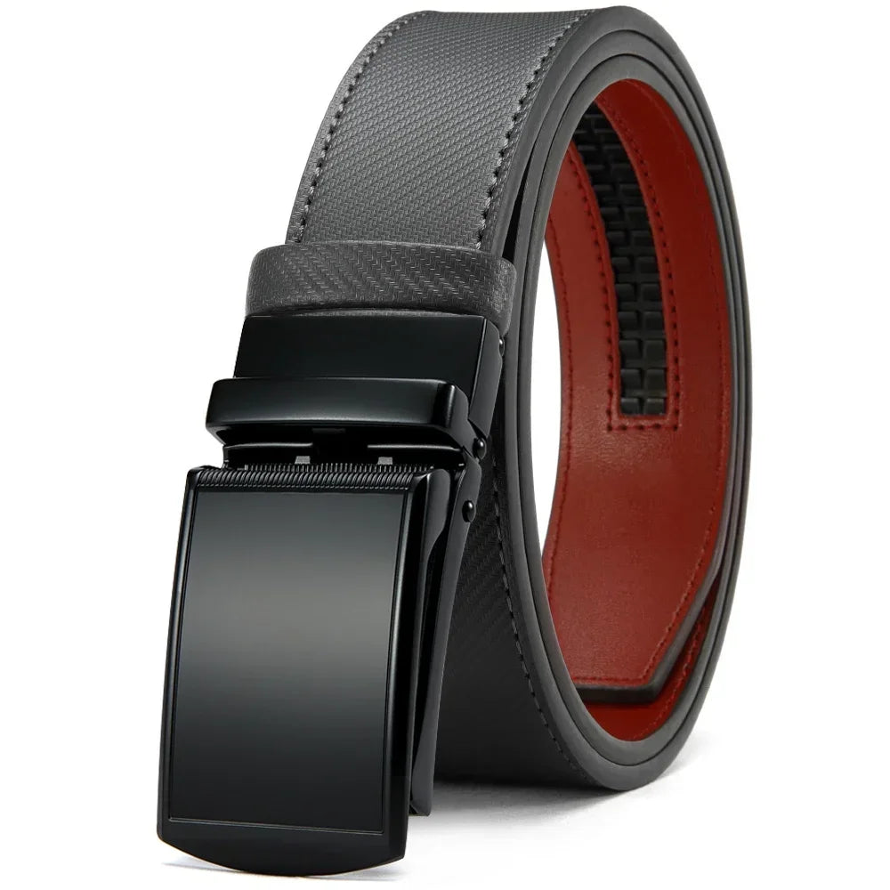 New Mens Belt Automatic Genuine Leather Luxury Belt of Men Male Metal Automatic Buckle Designer High Quality Waist Belt Black
