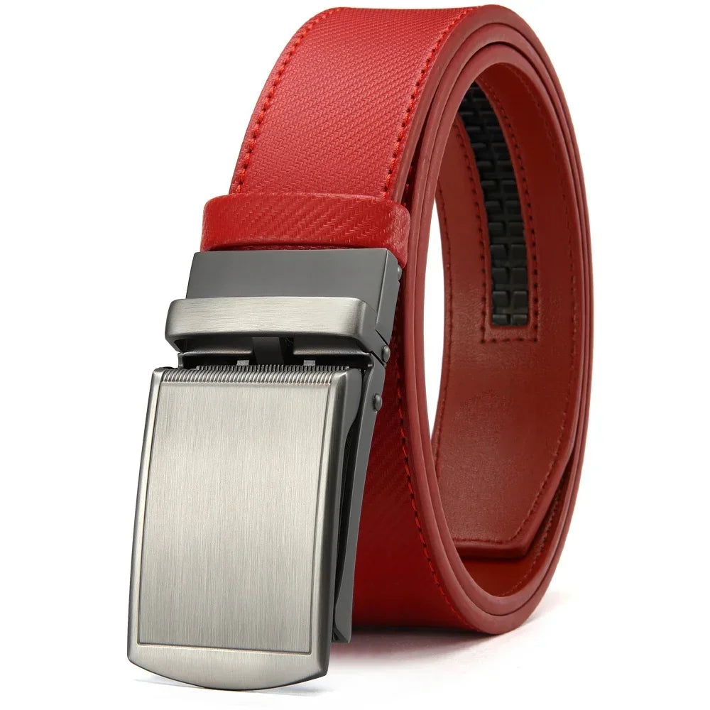 New Mens Belt Automatic Genuine Leather Luxury Belt of Men Male Metal Automatic Buckle Designer High Quality Waist Belt Black