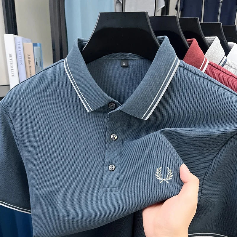 100% cotton luxury brand new men's embroidered short style summer comfortable breathable polo shirt business casual T-shirt top