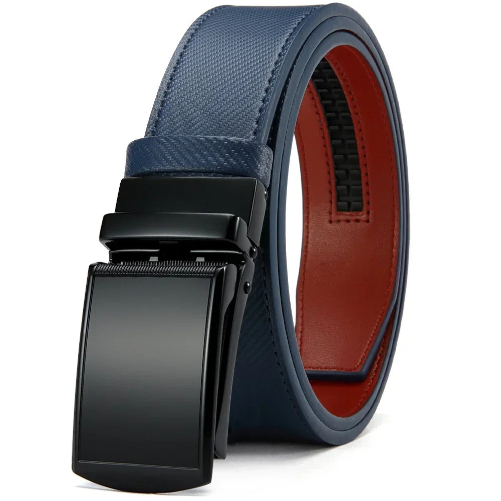 New Mens Belt Automatic Genuine Leather Luxury Belt of Men Male Metal Automatic Buckle Designer High Quality Waist Belt Black