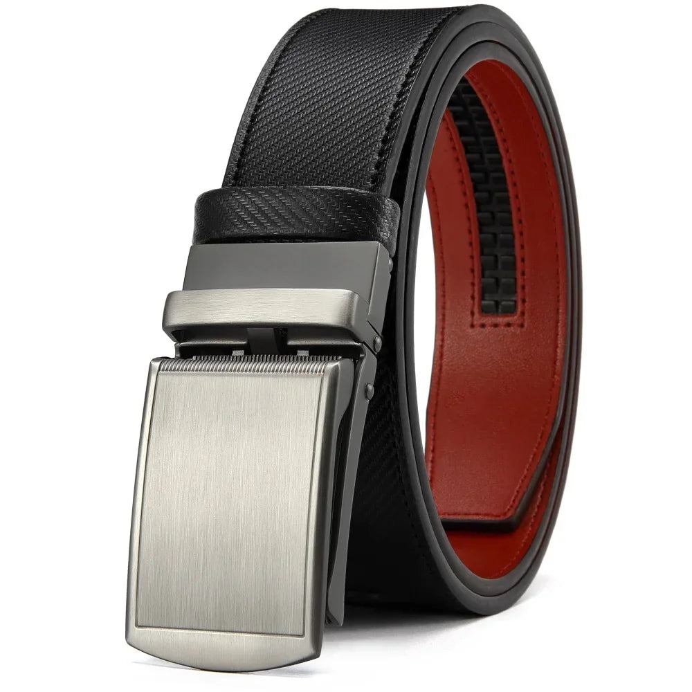 New Mens Belt Automatic Genuine Leather Luxury Belt of Men Male Metal Automatic Buckle Designer High Quality Waist Belt Black