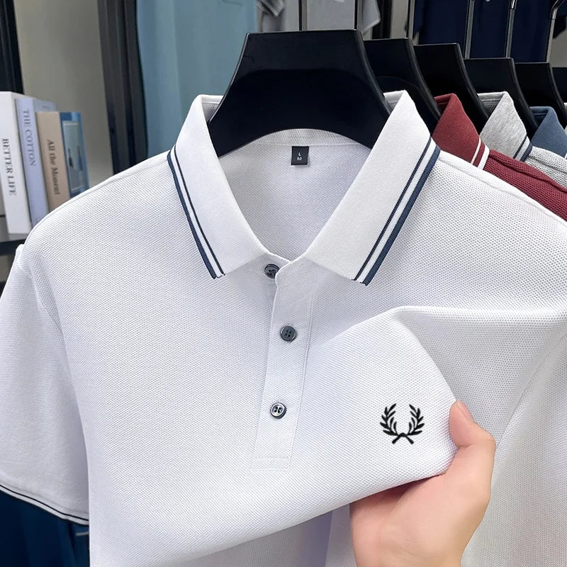 100% cotton luxury brand new men's embroidered short style summer comfortable breathable polo shirt business casual T-shirt top