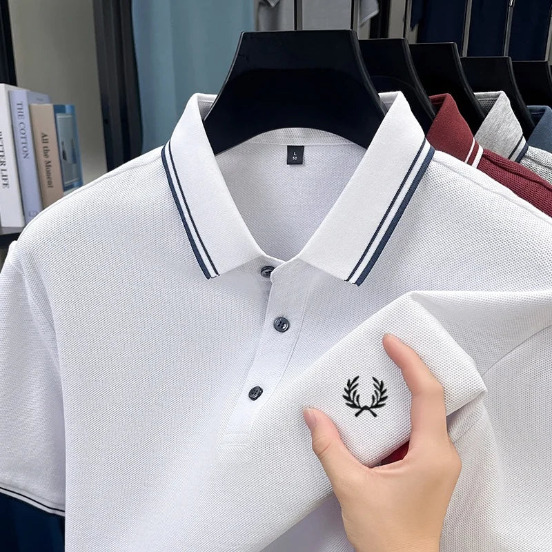 100% cotton luxury brand new men's embroidered short style summer comfortable breathable polo shirt business casual T-shirt top