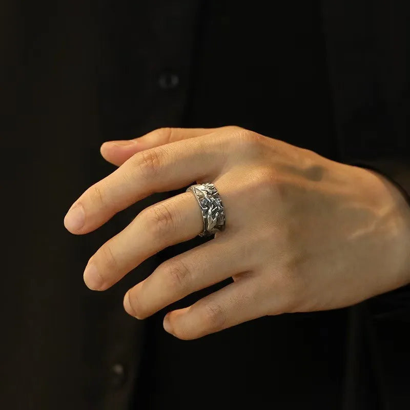 Vintage Goth Zinc Alloy Adjustable Open Finger Ring Men Hand In Hand Couple Rings For Lovers New Trend Valentine'S Day Gift