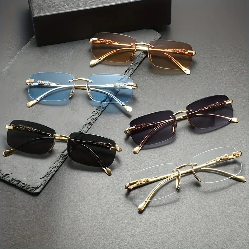 Perfect Fashion Leopard Decor Unframed Men's and Women's Sports Glasses Suitable for Holiday Parties