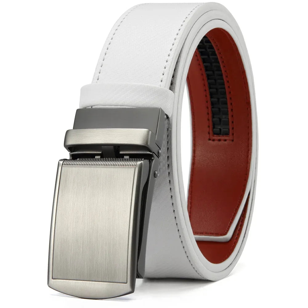 New Mens Belt Automatic Genuine Leather Luxury Belt of Men Male Metal Automatic Buckle Designer High Quality Waist Belt Black