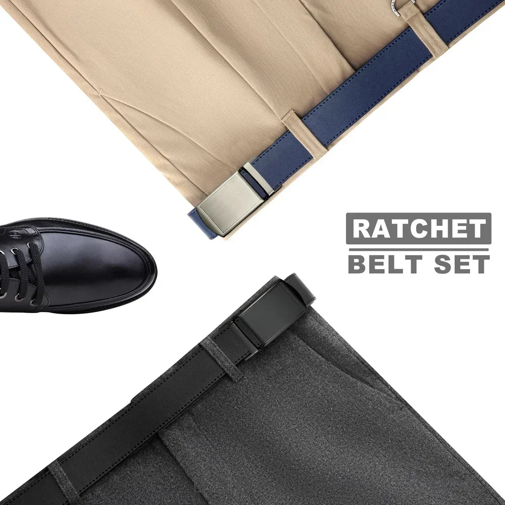 New Mens Belt Automatic Genuine Leather Luxury Belt of Men Male Metal Automatic Buckle Designer High Quality Waist Belt Black