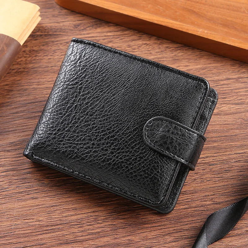 Vintage Wallet For Men Leather Short Hasp Man Wallets Casual Durable Coin Pouch Male Slim Photo ID Card Holders Purse Money Clip