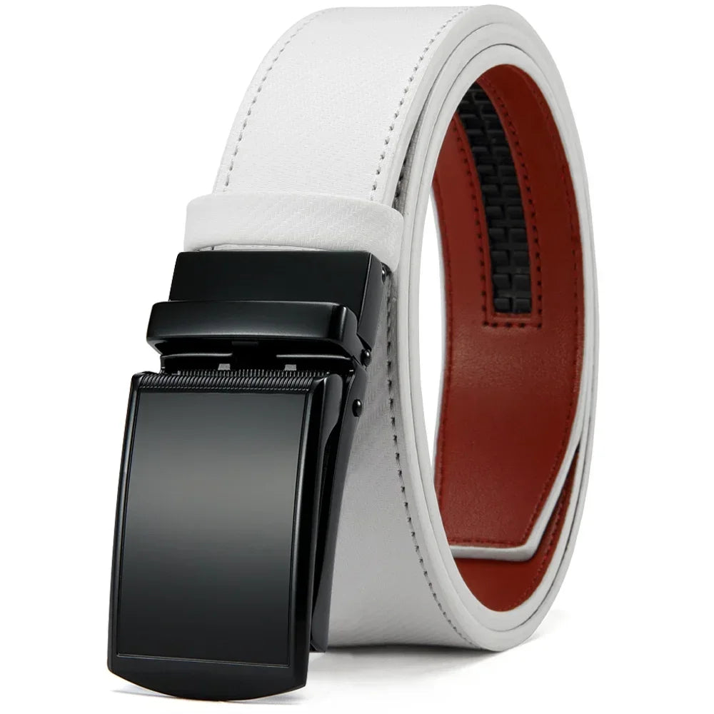 New Mens Belt Automatic Genuine Leather Luxury Belt of Men Male Metal Automatic Buckle Designer High Quality Waist Belt Black