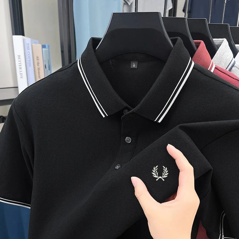 100% cotton luxury brand new men's embroidered short style summer comfortable breathable polo shirt business casual T-shirt top