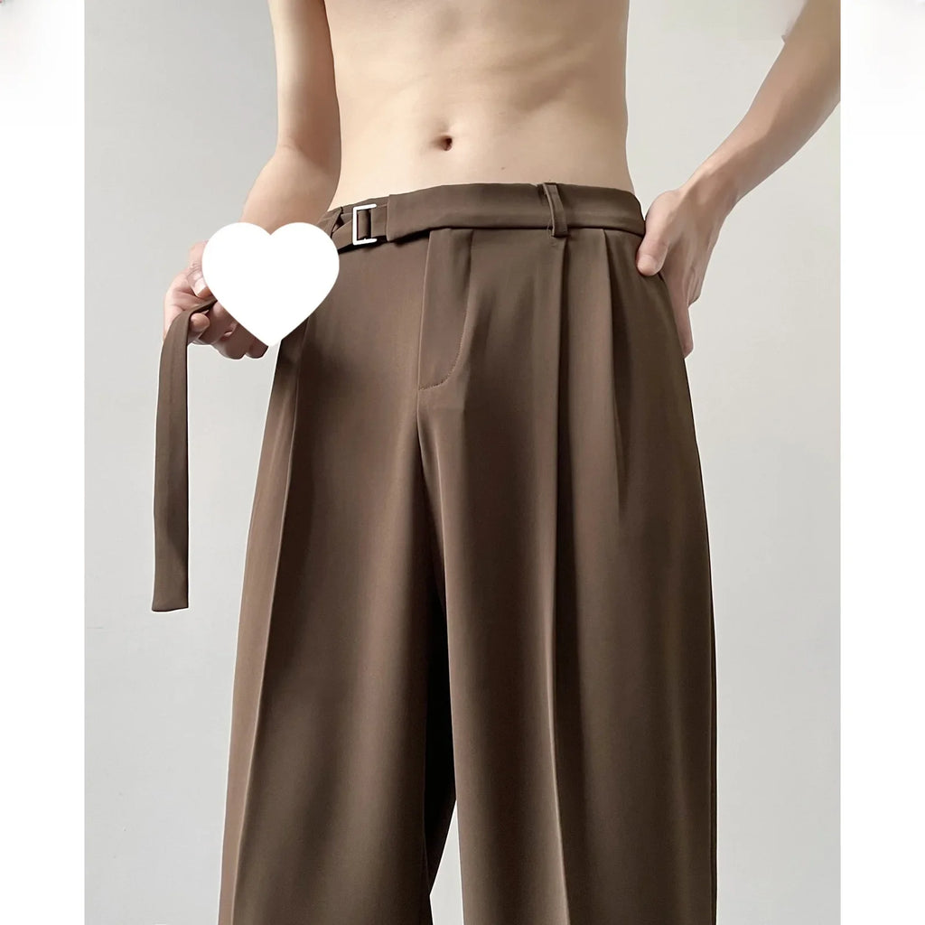 Casualsuit Pants Men's Autumn Japanese Light Luxury Draped Trousers Loose-fit Straight-leg Versatile Wide-leg Long Pants