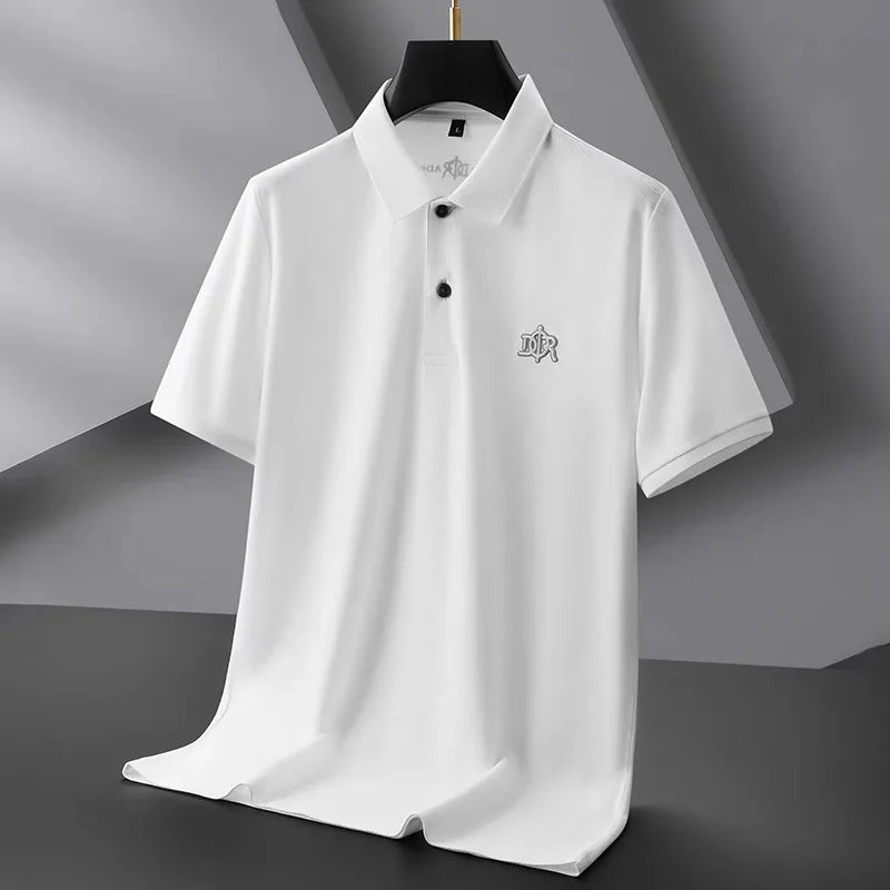 100%pure cotton high-end Tshirt summer new men's shortsleeved casual comfortable breathable polo shirt exquisite brand badge top