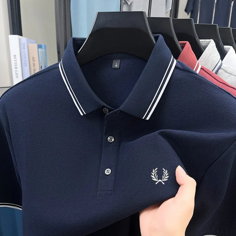 100% cotton luxury brand new men's embroidered short style summer comfortable breathable polo shirt business casual T-shirt top