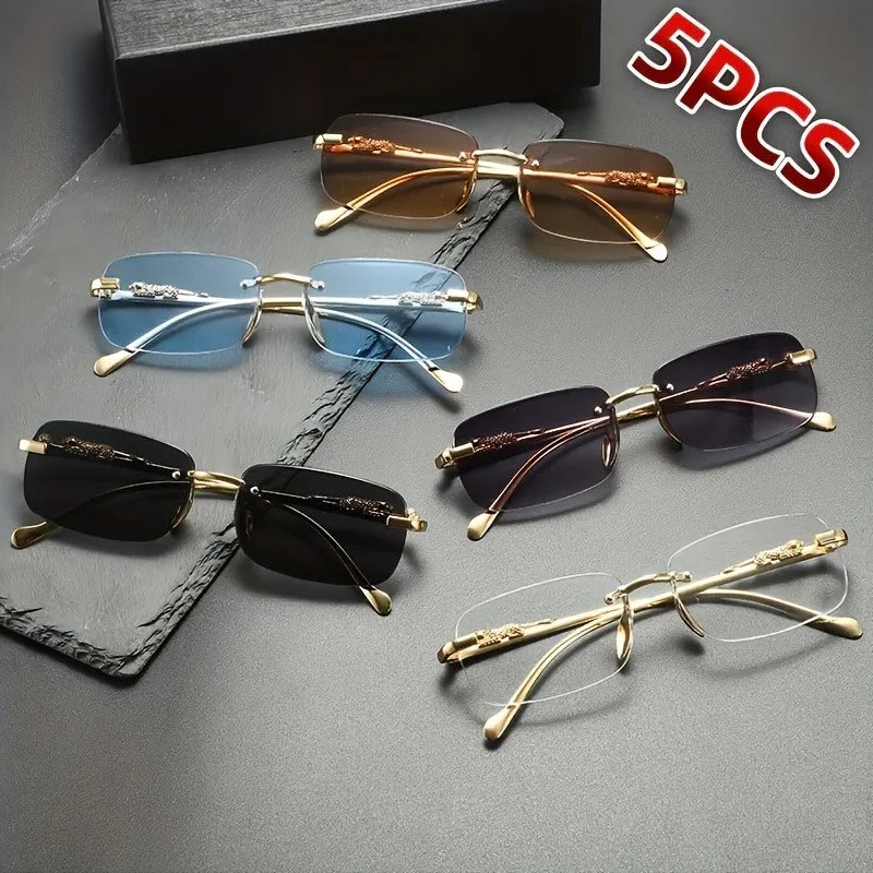 Perfect Fashion Leopard Decor Unframed Men's and Women's Sports Glasses Suitable for Holiday Parties