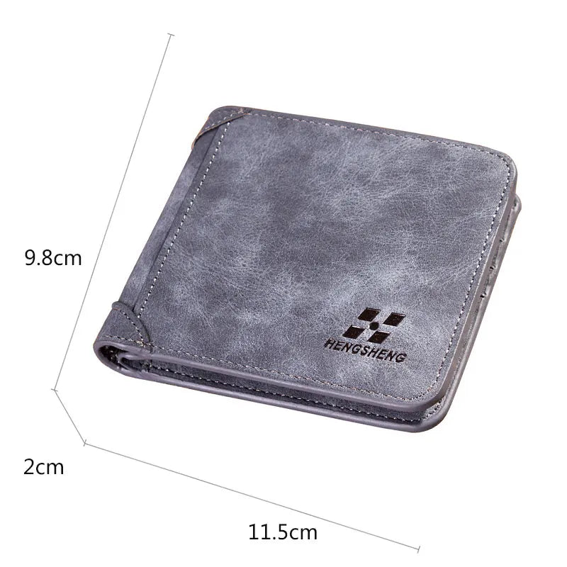 New Men Wallets Credit Card/ID Holder Vintage Brand Male Wallet High Quality PU Leather Photo Holder Foldable Short Men Purse