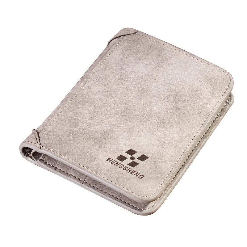 New Men Wallets Credit Card/ID Holder Vintage Brand Male Wallet High Quality PU Leather Photo Holder Foldable Short Men Purse
