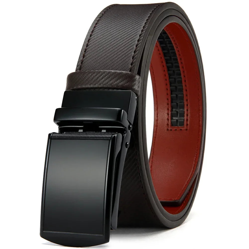 New Mens Belt Automatic Genuine Leather Luxury Belt of Men Male Metal Automatic Buckle Designer High Quality Waist Belt Black