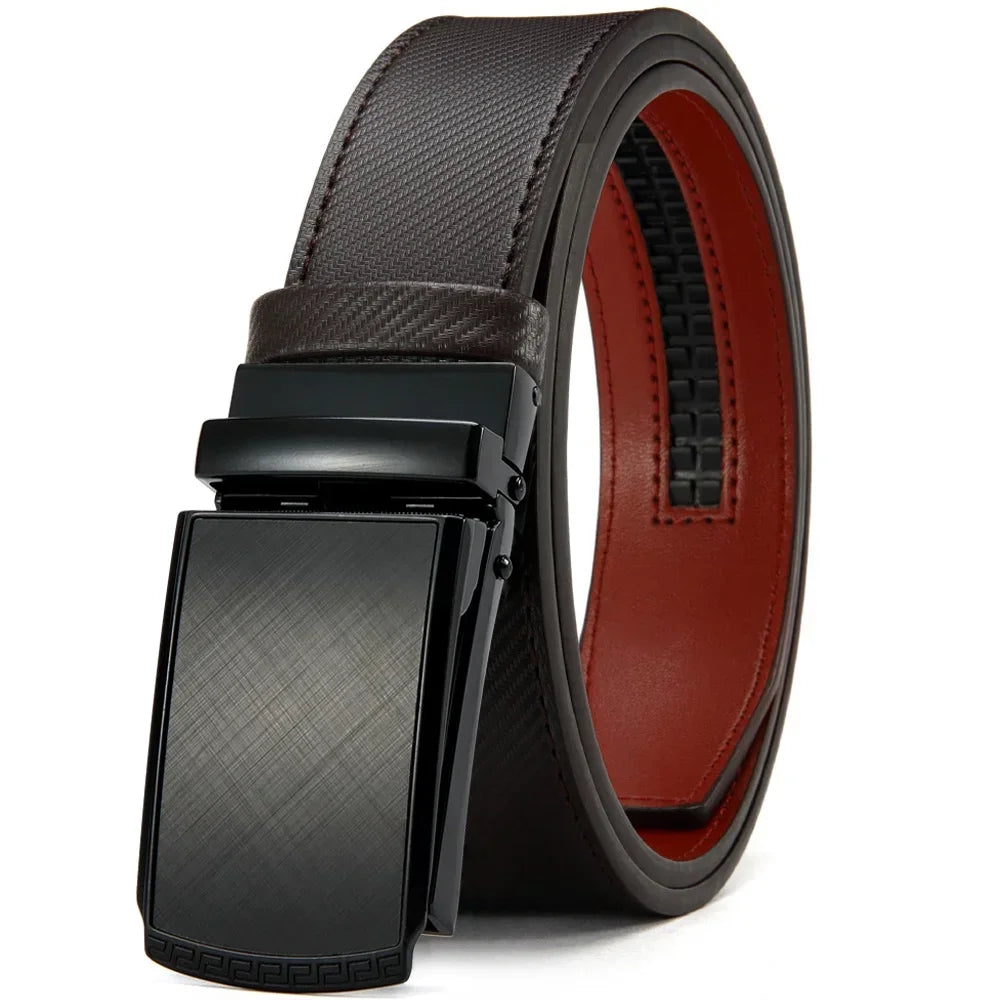 New Mens Belt Automatic Genuine Leather Luxury Belt of Men Male Metal Automatic Buckle Designer High Quality Waist Belt Black