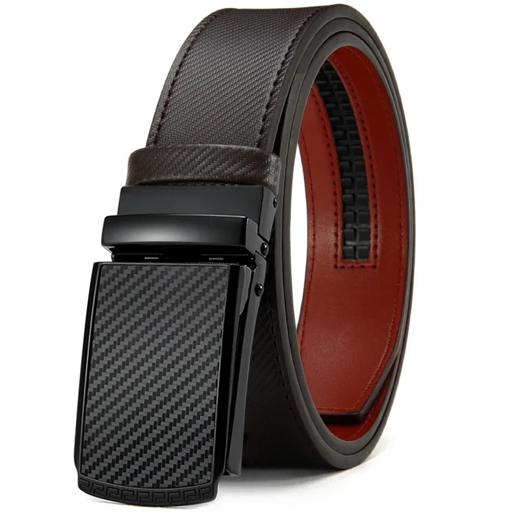 New Mens Belt Automatic Genuine Leather Luxury Belt of Men Male Metal Automatic Buckle Designer High Quality Waist Belt Black