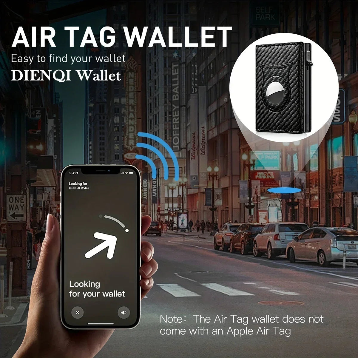 Anti Theft Credit Card Holder Men Wallets Carbon Fiber Wallet For Apple Airtag Small Coin Purse Minimalist Wallets For Air Tag