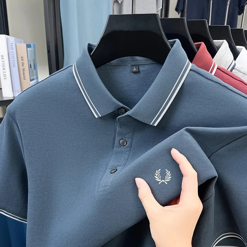 100% cotton luxury brand new men's embroidered short style summer comfortable breathable polo shirt business casual T-shirt top