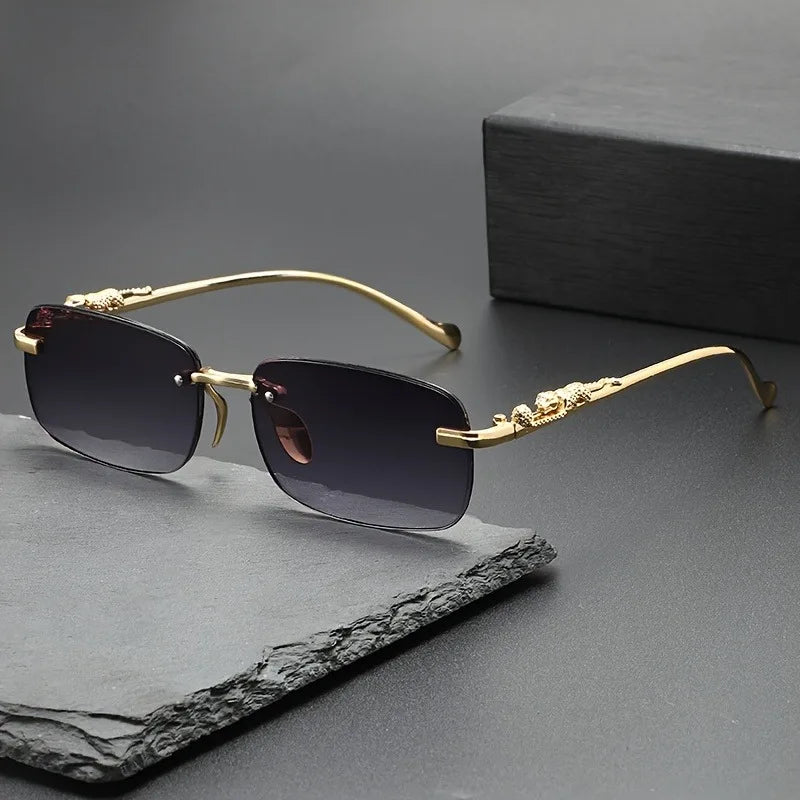 Perfect Fashion Leopard Decor Unframed Men's and Women's Sports Glasses Suitable for Holiday Parties