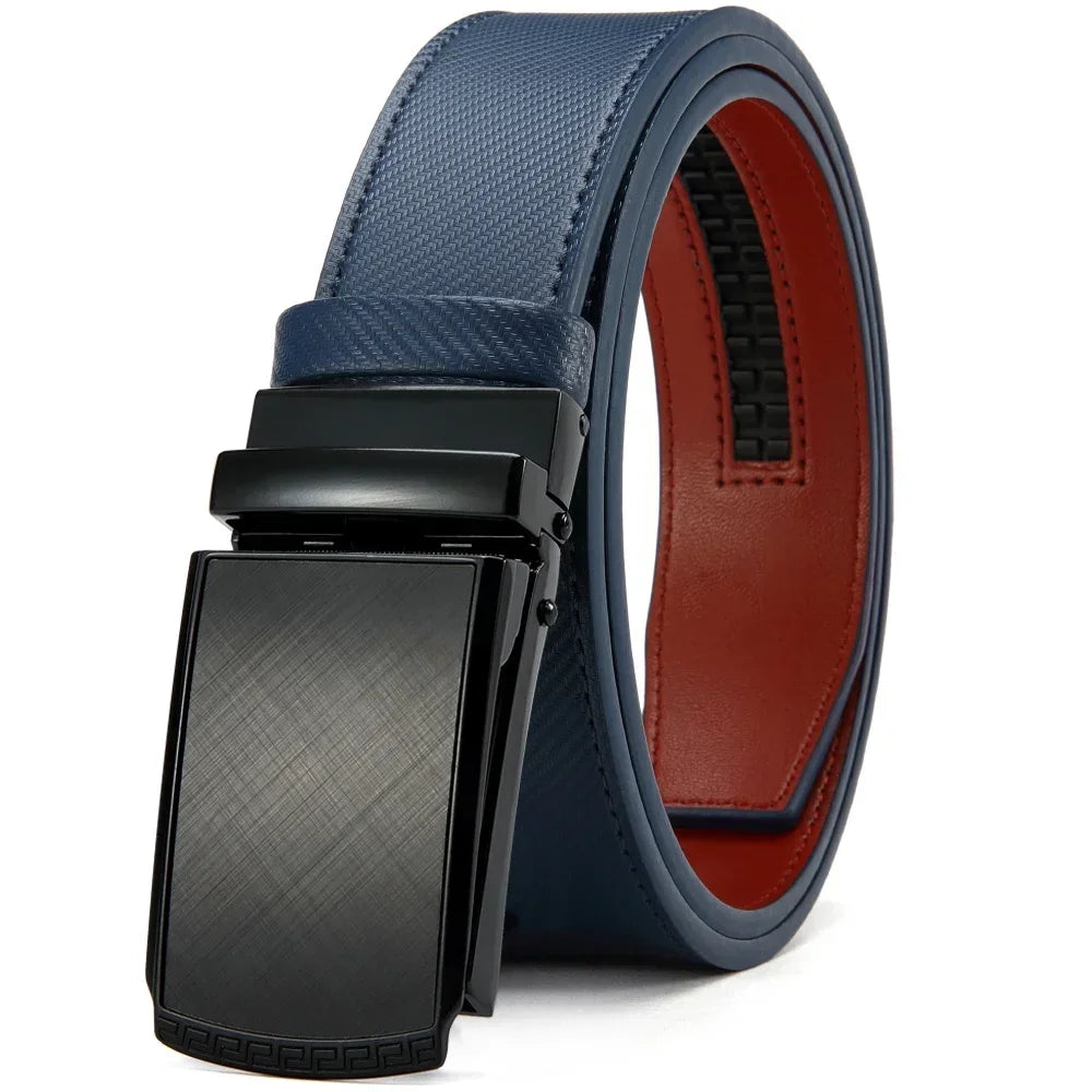 New Mens Belt Automatic Genuine Leather Luxury Belt of Men Male Metal Automatic Buckle Designer High Quality Waist Belt Black