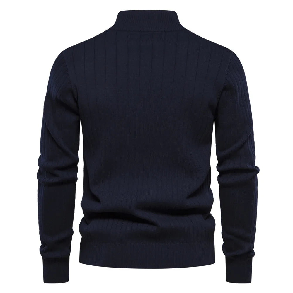 2025 New Autumn Zipper Pullover Sweaters for Men High Quality Warm Winter Stand Collar Cotton Knitted Sweater Men