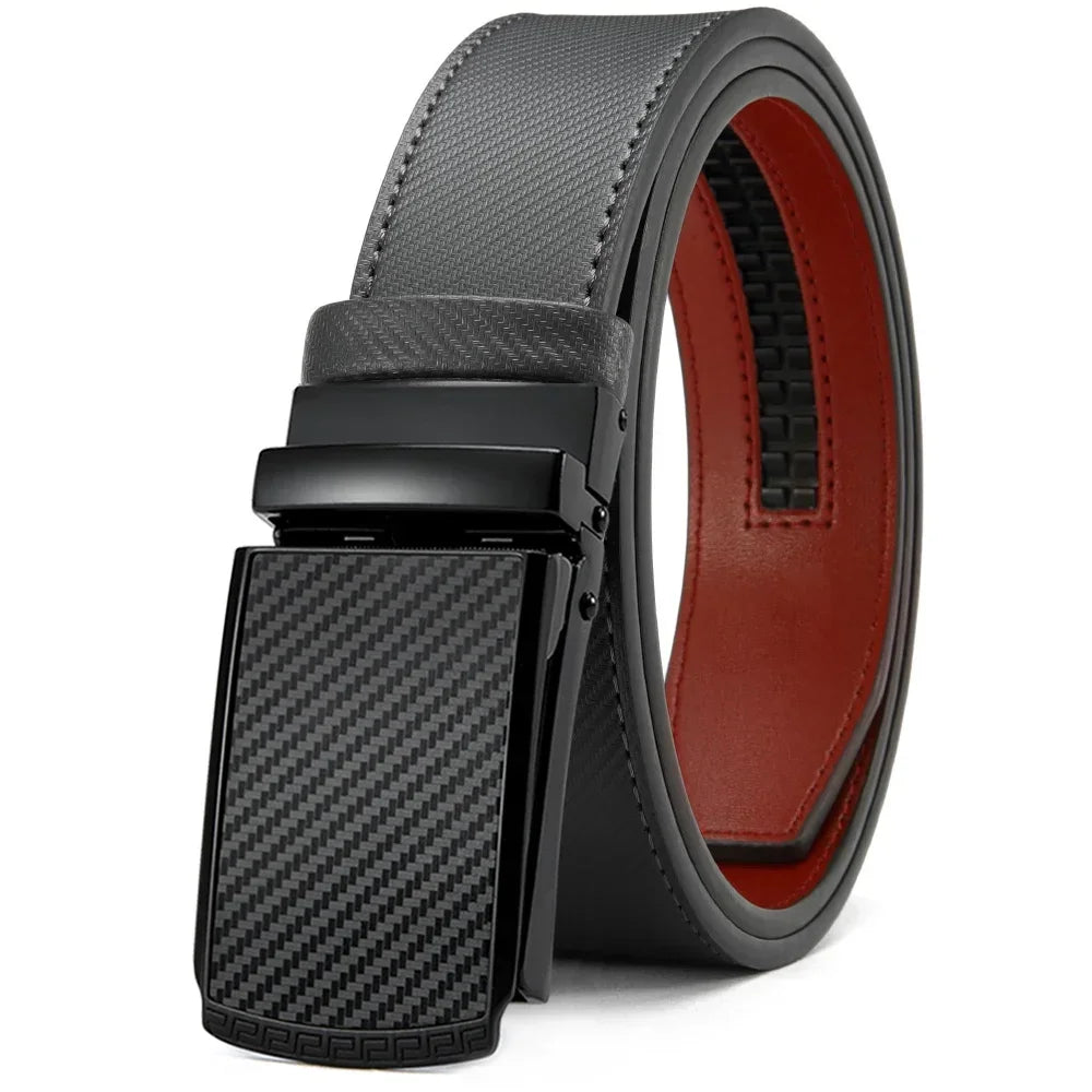 New Mens Belt Automatic Genuine Leather Luxury Belt of Men Male Metal Automatic Buckle Designer High Quality Waist Belt Black