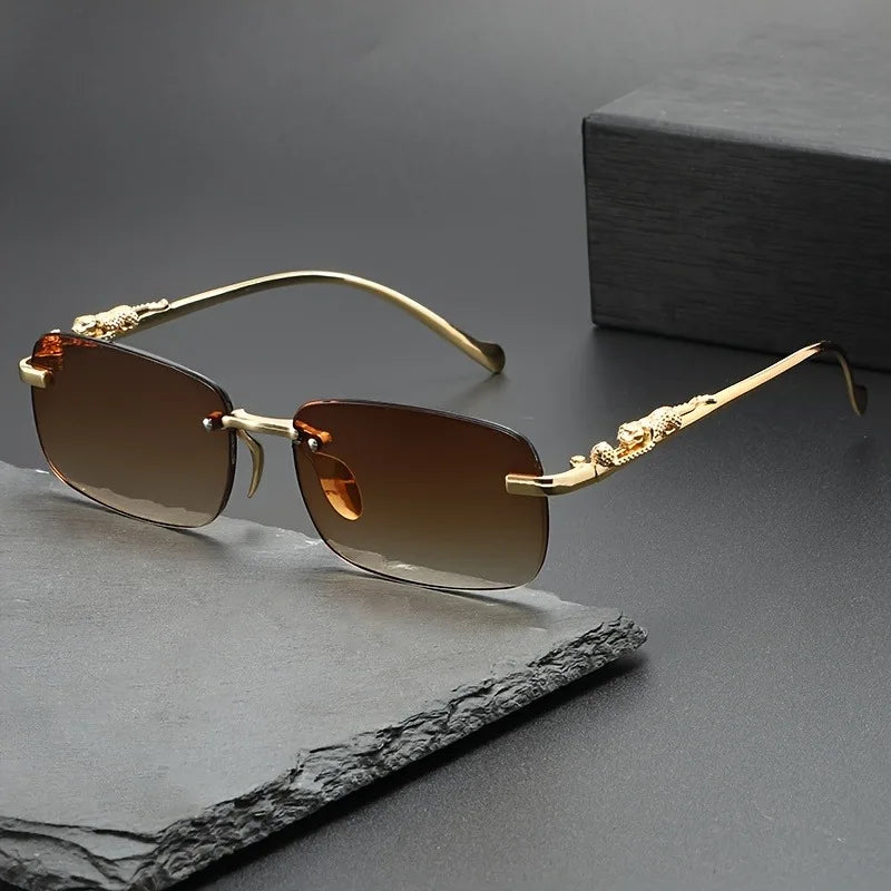 Perfect Fashion Leopard Decor Unframed Men's and Women's Sports Glasses Suitable for Holiday Parties