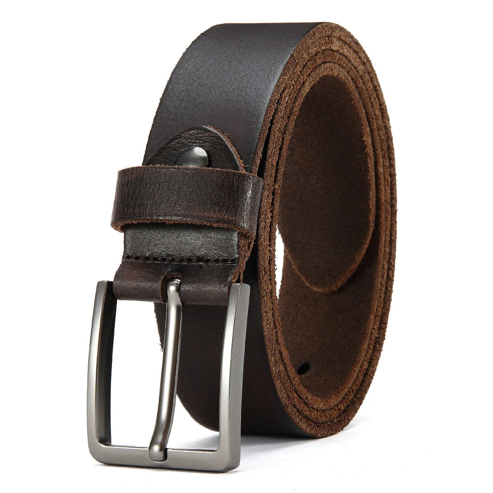 Genuine Leather For Men's High Quality Buckle Jeans Cowskin Casual Belts Business Cowboy Waistband Male Fashion Designer