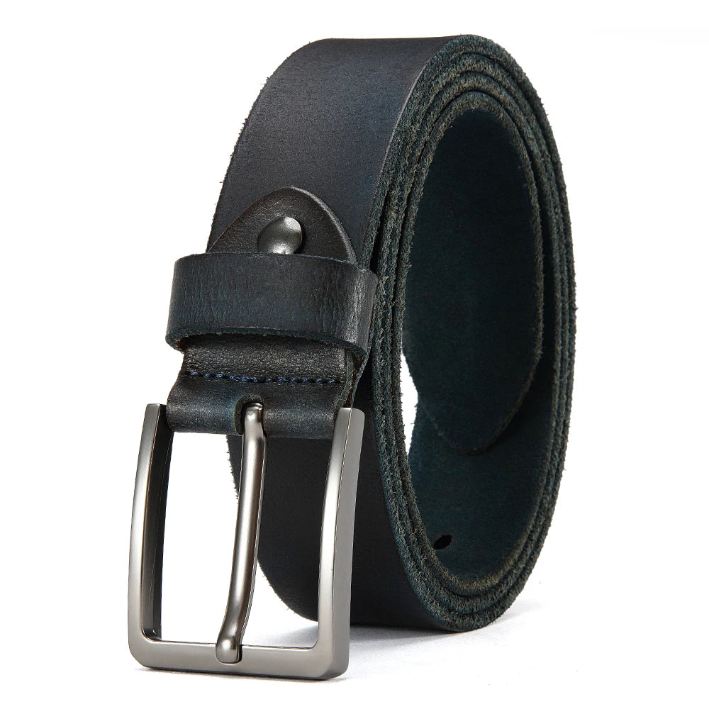 Genuine Leather For Men's High Quality Buckle Jeans Cowskin Casual Belts Business Cowboy Waistband Male Fashion Designer