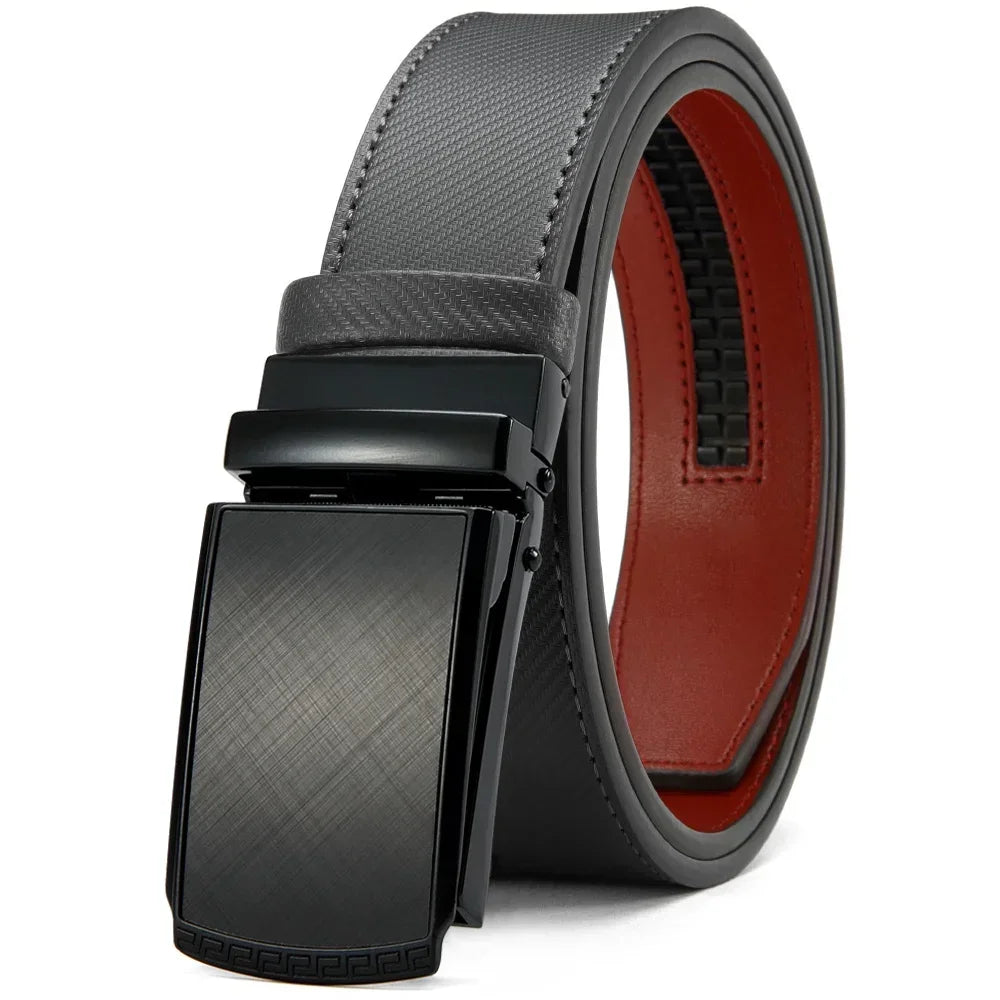 New Mens Belt Automatic Genuine Leather Luxury Belt of Men Male Metal Automatic Buckle Designer High Quality Waist Belt Black