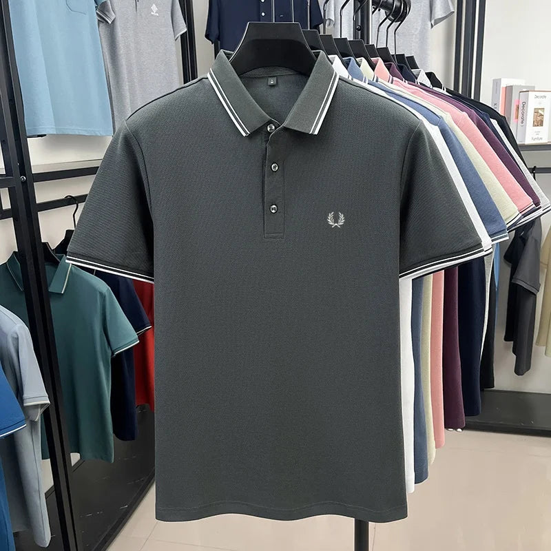 100% cotton luxury brand new men's embroidered short style summer comfortable breathable polo shirt business casual T-shirt top